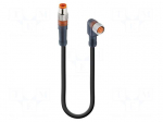 Cable: for sensors/automation | M8 | PIN: 3 | 1m | plug | 60VDC | 50VAC | 4A