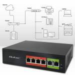 Qoltec FAST Ethernet PoE SWITCH | 4x RJ45 PoE | 2x RJ45 Uplink | 65W | 10/100 Mb/s