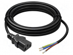 Cable | 3G0.75mm2 | IEC C13 female,cables | PVC | 1.8m | black | 230V