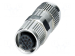 Connector: M12 | plug | PIN: 12 | 30V | straight | IP67 | IDC | A code | 1.5A