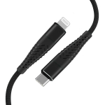 Fusion Fishbone datu pārsūtī&scaron;anas un uzlādes kabelis | USB-C uz Lightning | 15 W | 1,5 m | melns