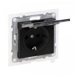 Rozete 721423 2P+E schuko 16A ar vāku melna
