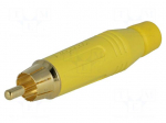 Plug | RCA | male | straight | soldering | yellow | gold-plated | 3&divide;7mm