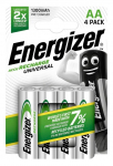 AA patareid 1.2V Energizer Recharge seeria Ni-MH HR6 1300 mAh pakendis 4 gb.