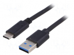 Cable | USB 3.1 | USB A plug,USB C plug | nickel plated | 1m | black