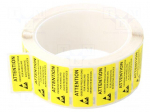 Self-adhesive label | ESD | 16x38mm | 1000pcs | reel | black,yellow
