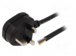Cable | 3x1mm2 | BS 1363 (G) plug,wires | PVC | 5m | black | 13A