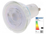 LED lamp | white warm | GU10 | 230VAC | 215lm | P: 2.7W | 36&deg; | 2700K