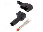 Laboratory connector: 4mm banana | plug | 32A | black | nickel plated