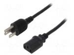 Cable | 3x18AWG | IEC C13 female,NEMA 5-15 (B) plug | 1.8m | black