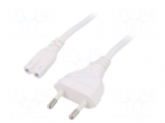 Cable | CEE 7/16 (C) plug,IEC C7 female | 1.8m | white | 2.5A | 230V