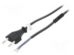 Cable | 2x0.75mm2 | CEE 7/16 (C) plug,wires | PVC | 1.5m | black | 2.5A