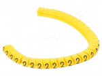 Marker: cable | Marking: 2 | 2.5&divide;5mm | PVC | yellow | leaded | PA-1 | L: 3mm