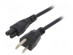 Cable | 3x18AWG | IEC C5 female,NEMA 5-15 (B) plug | PVC | 3m | black
