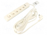 Extension lead | 3x1.5mm2 | 10m | PVC | white | Sockets no: 5 | 16A