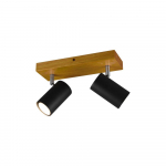 Trio Marley spotlight 2-pc GU10 matt black/wood gaismeklis 812400232 4017807487985