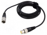 Cable | XLR male 3pin,XLR female 3pin | 3m | black | 0.25mm2 | Cores: 2