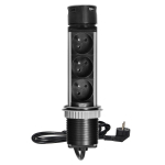 Uued tooted // Wpuszczane gniazdo meblowe ?6cm z ładowarką USB i przewodem 1,5m, 3x2P+Z, 2xUSB (typ A i typ C), INOX