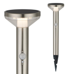 Aia, fassaadi ja terrassi valgustus // Aia- ja pargivalgustid // Solarna lampa LED Maclean, z czujnikiem, 3 tryby,wbijana, Li-ion 18650, IP44, 3,7V, 1200 mAh, Chrom matt, MCE465 C/M