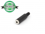 3.5mm FEMALE JACK CONNECTOR - BLACK PLASTIC STEREO