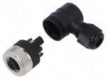 Connector: M12 | plug | PIN: 5 | female | 30V | angled | IP67 | for cable