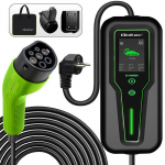 Qoltec Mobile charger for EV 2-in-1 Type2 with regulation | 3.5kW | 230V | SCHUKO 16A | LCD | Portable | Wallbox | 5m