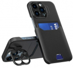 Back panel cover iLike Apple iPhone 14 Pro Max Leather Stand Case wallet with stand Black