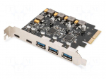 PC extension card: PCIe | USB A x3,USB C socket x2 | 10Gbps