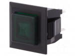 Switch: push-button | Pos: 2 | SPST-NO | 3A/125VAC | OFF-ON | green | 1kV