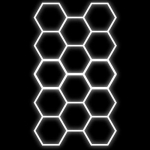 Hexagon luminaire set, 14 pc., with accessories, 456W, 6000K, IP20, 54720 Lm