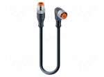 Cable: for sensors/automation | M12 | PIN: 4 | 8m | plug | 230VDC | 230VAC
