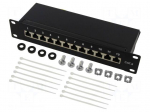 Patch panel | black | Number of ports: 12 | 10" | Cat: 6 | rack 10" | RACK