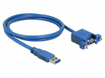 Cable | USB A socket,USB A plug | 1m | blue | 24AWG,30AWG | 5Gbps