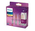 PHILIPS LED stikla 40W B35 E14 Silti balta 2700K caurspīdīga 3 gab spuldze 8718699763817 929001889759