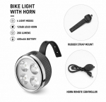 Bicycle accessory iLike Rechargeable Bike Headlight with 120dB Horn, 280 Lumens, 4 Light Modes, USB Rechargeable, Wireless Remote Control