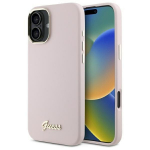 Guess GUHCP16MSMBSLP Silicone Script Metal Logo & Frame Hardcase for iPhone 16 Plus 6.7" / pink