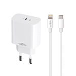 Mobiiltelefonid ja tarvikud // USB seinalaadijad // Maxlife ładowarka sieciowa pd qc mxtc-06-20c 1x usb-c 20w biała + kabel usb-c &ndash; lightning 20w