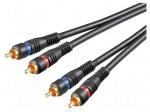 Cable | RCA plug x2,both sides | 1.5m | Plating: gold-plated | black