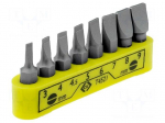 Kit: screwdriver bits | Pcs: 8 | slot | 30mm | Mounting: 1/4" (C6,3mm)