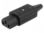 Connector: AC supply | plug | female | 10A | 250VAC | IEC 60320 | C13 (F)