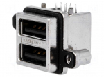Socket | USB A | MUSB | on PCBs,for panel mounting,screw | THT | PIN: 8