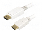 Cable | DisplayPort plug,HDMI plug | 2m | white