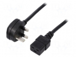 Cable | BS 1363 (G) plug,IEC C19 female | 5m | black | PVC | 3x1,5mm2