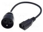 Cable | CEE 7/5 (E) socket,IEC C14 male | 0.3m | Sockets: 1 | black