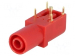 Socket | 4mm banana | 24A | 33mm | red | gold-plated | on panel