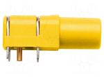 Socket | 4mm banana | 24A | 1kV | yellow | gold-plated | PCB | -25&divide;80&deg;C