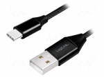 Cable | USB 2.0 | USB A plug,USB C plug | 1m | black