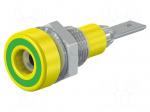 Socket | 2mm banana | 10A | 23mm | yellow-green | insulated | 60VDC