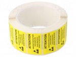 Self-adhesive label | ESD | 25x45mm | 1000pcs | reel | black,yellow
