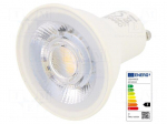 LED lamp | white warm | GU10 | 230VAC | 575lm | P: 6.5W | 2700K | CRImin: 80